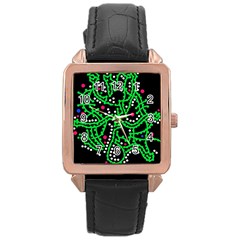 Green Fantasy Rose Gold Leather Watch  by Valentinaart