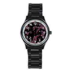 In My Mind - Pink Stainless Steel Round Watch by Valentinaart