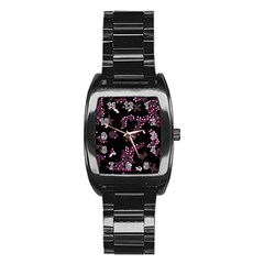 In My Mind - Pink Stainless Steel Barrel Watch by Valentinaart