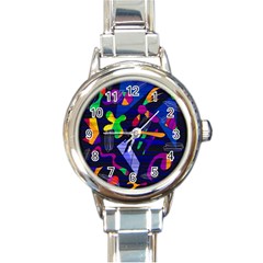 Colorful Dream Round Italian Charm Watch by Valentinaart