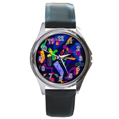 Colorful Dream Round Metal Watch by Valentinaart