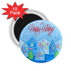 Xmas Landscape - Happy Holidays 2 25  Magnets (10 Pack)  by Valentinaart