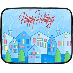 Xmas Landscape - Happy Holidays Fleece Blanket (mini) by Valentinaart