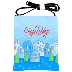 Xmas Landscape - Happy Holidays Shoulder Sling Bags by Valentinaart