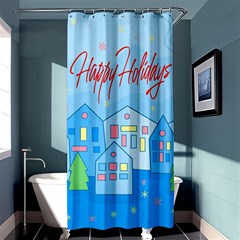 Xmas Landscape - Happy Holidays Shower Curtain 36  X 72  (stall)  by Valentinaart