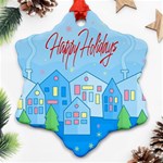 Xmas landscape - Happy Holidays Snowflake Ornament (2-Side) Front