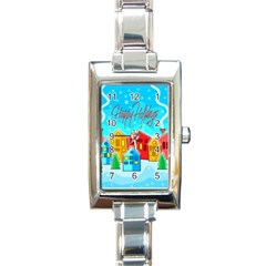 Christmas Magical Landscape  Rectangle Italian Charm Watch by Valentinaart