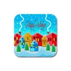 Christmas Magical Landscape  Rubber Square Coaster (4 Pack)  by Valentinaart