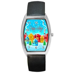 Christmas Magical Landscape  Barrel Style Metal Watch by Valentinaart