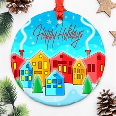 Christmas Magical Landscape  Round Ornament (two Sides)  by Valentinaart