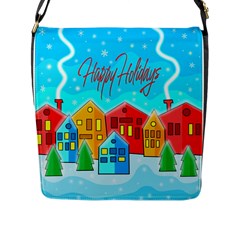 Christmas Magical Landscape  Flap Messenger Bag (l)  by Valentinaart