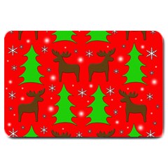 Reindeer And Xmas Trees Pattern Large Doormat 