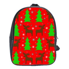 Reindeer And Xmas Trees Pattern School Bags(large)  by Valentinaart