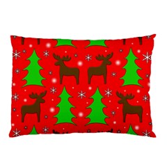 Reindeer And Xmas Trees Pattern Pillow Case (two Sides) by Valentinaart