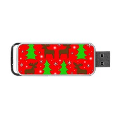 Reindeer And Xmas Trees Pattern Portable Usb Flash (two Sides) by Valentinaart