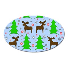 Reindeer and Xmas trees  Oval Magnet