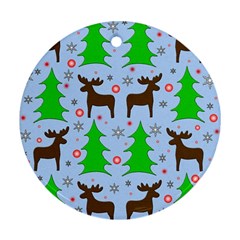 Reindeer and Xmas trees  Round Ornament (Two Sides) 