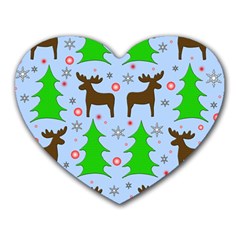 Reindeer And Xmas Trees  Heart Mousepads by Valentinaart