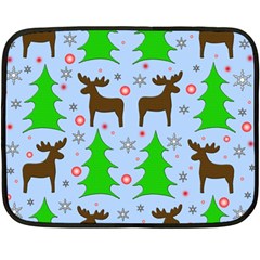 Reindeer and Xmas trees  Double Sided Fleece Blanket (Mini) 