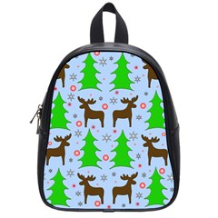 Reindeer and Xmas trees  School Bags (Small) 