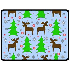 Reindeer and Xmas trees  Fleece Blanket (Large) 