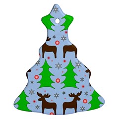 Reindeer and Xmas trees  Christmas Tree Ornament (2 Sides)