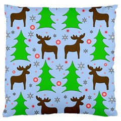 Reindeer and Xmas trees  Large Cushion Case (Two Sides)