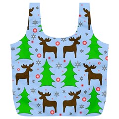 Reindeer and Xmas trees  Full Print Recycle Bags (L) 