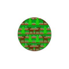 Christmas Trees And Reindeer Pattern Golf Ball Marker by Valentinaart