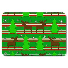 Christmas Trees And Reindeer Pattern Large Doormat  by Valentinaart