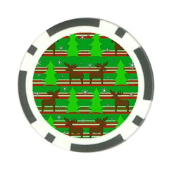 Christmas Trees And Reindeer Pattern Poker Chip Card Guards by Valentinaart