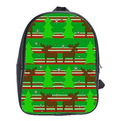 Christmas Trees And Reindeer Pattern School Bags(large)  by Valentinaart