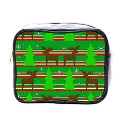 Christmas Trees And Reindeer Pattern Mini Toiletries Bags by Valentinaart