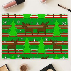 Christmas Trees And Reindeer Pattern Cosmetic Bag (xxl)  by Valentinaart