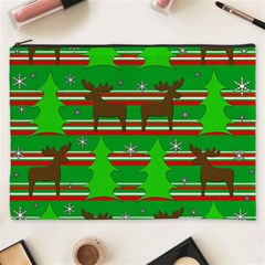 Christmas Trees And Reindeer Pattern Cosmetic Bag (xxxl)  by Valentinaart