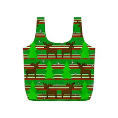 Christmas Trees And Reindeer Pattern Full Print Recycle Bags (s)  by Valentinaart