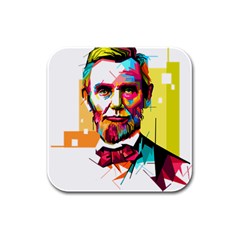 Abraham Lincoln Rubber Square Coaster (4 Pack)  by bhazkaragriz