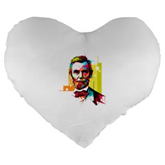 Abraham Lincoln Large 19  Premium Heart Shape Cushions by bhazkaragriz