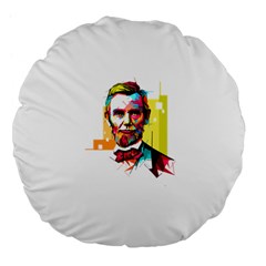 Abraham Lincoln Large 18  Premium Flano Round Cushions by bhazkaragriz