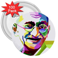 Ghandi 3  Buttons (100 Pack) 