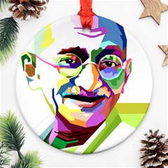 Ghandi Round Ornament (two Sides)  by bhazkaragriz