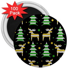 Decorative Xmas Reindeer Pattern 3  Magnets (100 Pack)