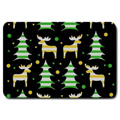 Decorative Xmas Reindeer Pattern Large Doormat  by Valentinaart