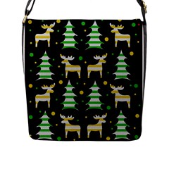 Decorative Xmas Reindeer Pattern Flap Messenger Bag (l)  by Valentinaart