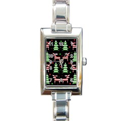 Reindeer Decorative Pattern Rectangle Italian Charm Watch by Valentinaart