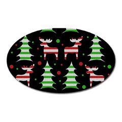 Reindeer Decorative Pattern Oval Magnet by Valentinaart