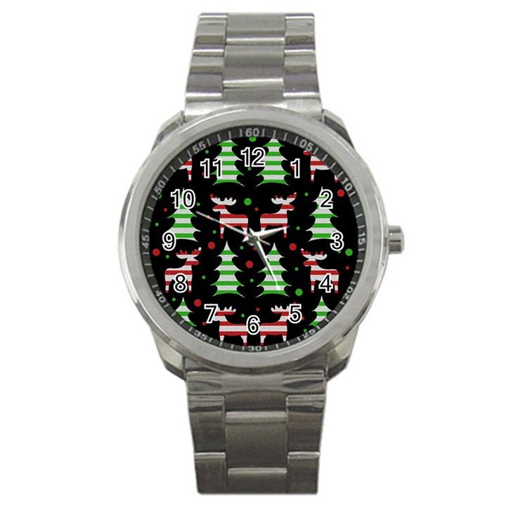 Reindeer decorative pattern Sport Metal Watch