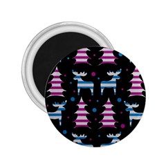 Blue And Pink Reindeer Pattern 2 25  Magnets by Valentinaart