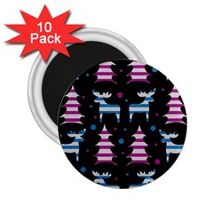 Blue And Pink Reindeer Pattern 2 25  Magnets (10 Pack)  by Valentinaart