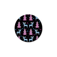 Blue And Pink Reindeer Pattern Golf Ball Marker by Valentinaart